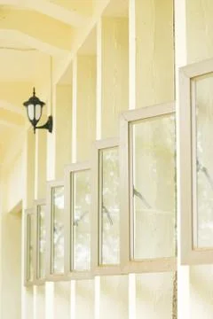 Row of opened windows 스톡 사진