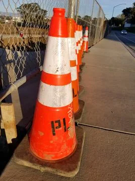 Row of Orange Cones Stock Photos