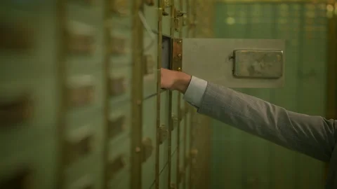 Row of parallel green lockers made of hardwood with wood stain in a locker Stock-Footage 274728095