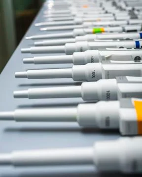 Row of pipettes Stock Photos