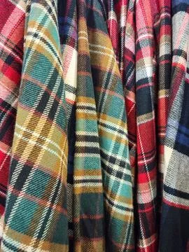 Row of Plaid Flannel Patterns Stock Photos