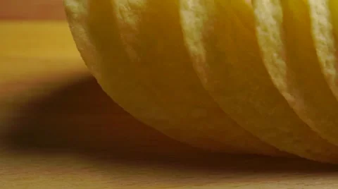 Row of potato chips close up dolly shot Video stock 55756874