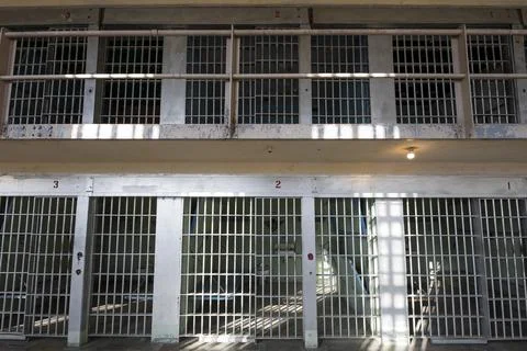 Row of prison cells Foto stock
