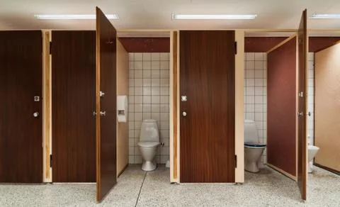 Row of public toilets Stock Photos