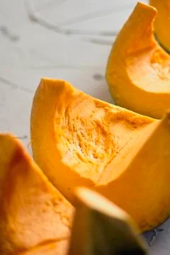 Row of pumpkin cuts Stock Photos