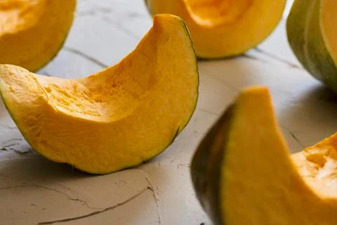 Row of pumpkin cuts Stock Photos