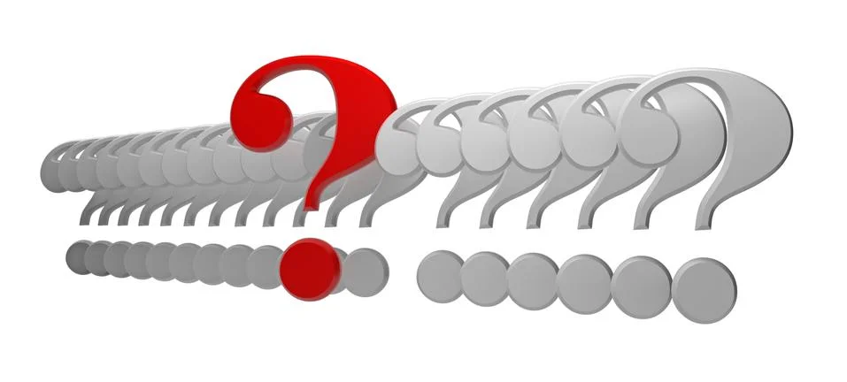 Row question mark 3d rendering Stock Illustration