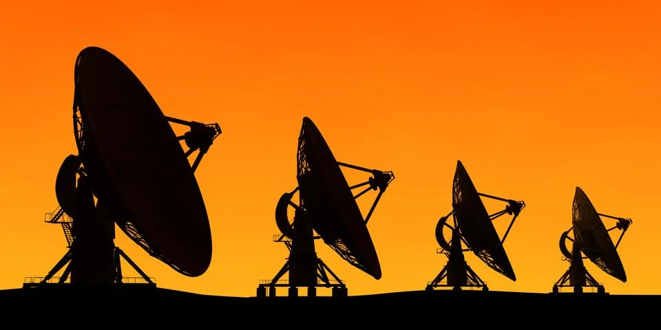 Row radar on orange background Stock Illustration