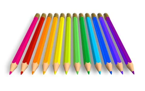 Row of rainbow pencils Stock Illustration
