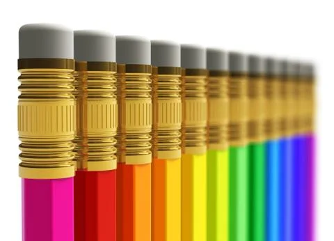 Row of rainbow pencils Stock Illustration