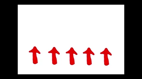 A row of red arrows points upwards.navigation, guidance, direction choice Stock Footage 330492755