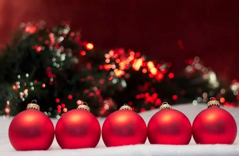 Row of red baubles Stock Photos