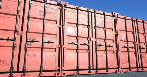 Row of red cargo shipping containers 動画素材 111815652