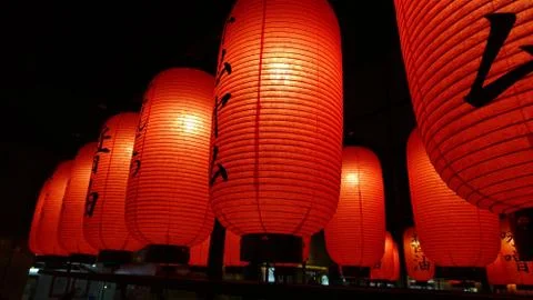 Row red chinese lantern Stock Photos