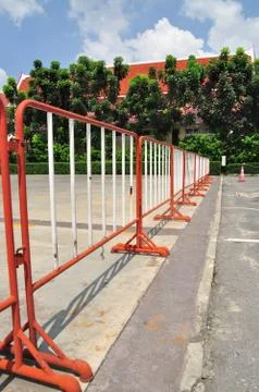 Row of red-fences on outdoor. Stock Photos