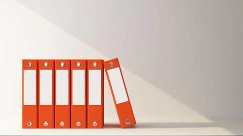 Row of red office folders with ray of light イラスト素材