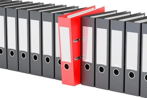 Row from ring binders, 3D rendering 库存插图