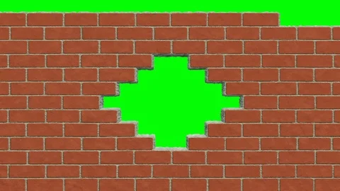 Row by row a realistic wall of bricks is built on the entire screen. In the c Video stock 101234380