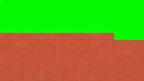 Row by row a wall of bricks is built on the entire screen. Green screen. Stop Video stock 101106716