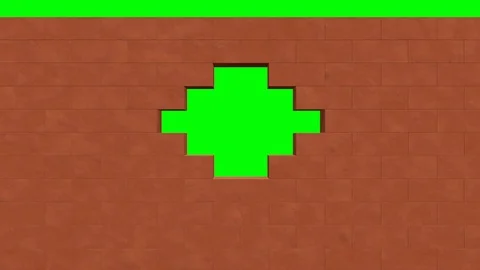 Row by row a wall of bricks is built on the entire screen. In the center of t Video stock 101106845