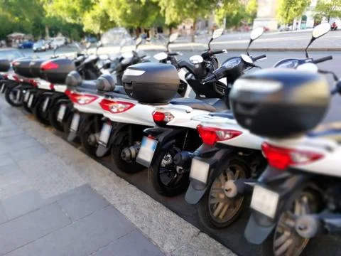 Row of scooters Stock Photos