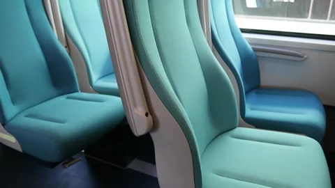 Row of seats inside mayan train while moving (travel yucatan mexico) Stock Footage 304404048