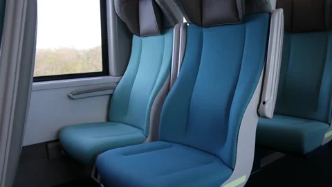 Row of seats inside mayan train while moving (travel yucatan mexico) Stock Footage 304404128