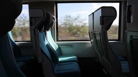 Row of seats inside mayan train while moving (travel yucatan mexico) Stock Footage 304404152