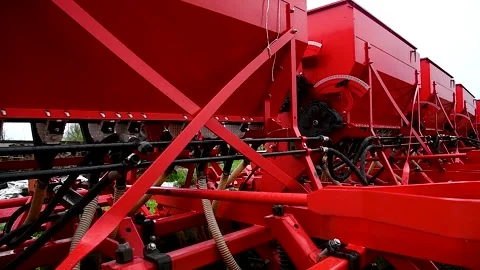 Row seed drill grain. Seed sowing device. 스톡 동영상 329871113