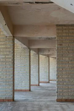 Row of sequential stone brick walls Stock Photos
