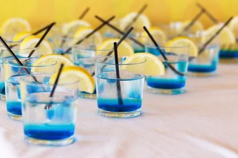 Row of shot drinks Stock Photos