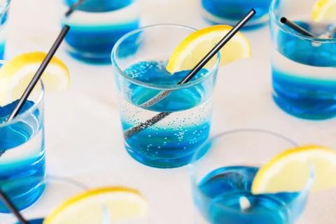 Row of shot drinks Stock Photos