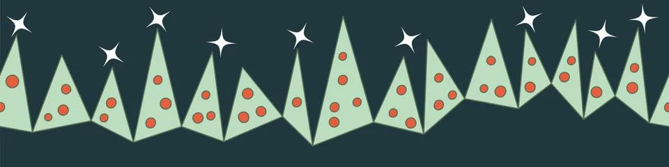 Row of simple christmas trees vector border print Stock Illustration