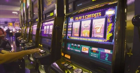 Row of slot machines. Stock Footage 70990053