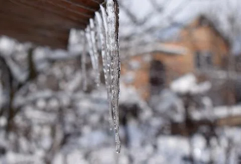 A row of small icicles Stock Photos