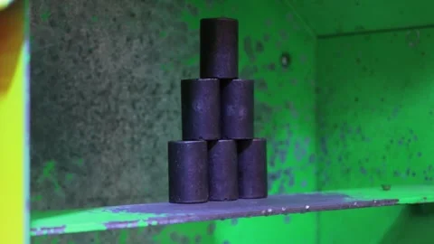 Row Of Small Metal Cylinders Getting Shot With An Airgun At The Fair Stock Footage 130676688