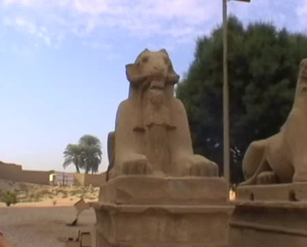Row of Sphinx statues in Karnak Video stock 22670120