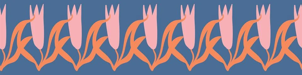 Row of spring flowersseamless vector border print Illustrazione stock