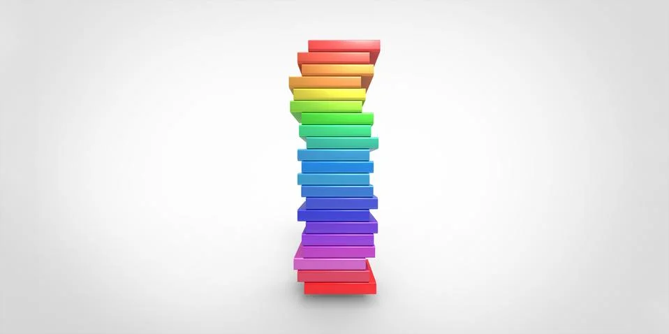 Row stack of colorful books on a plain background Stock Illustration