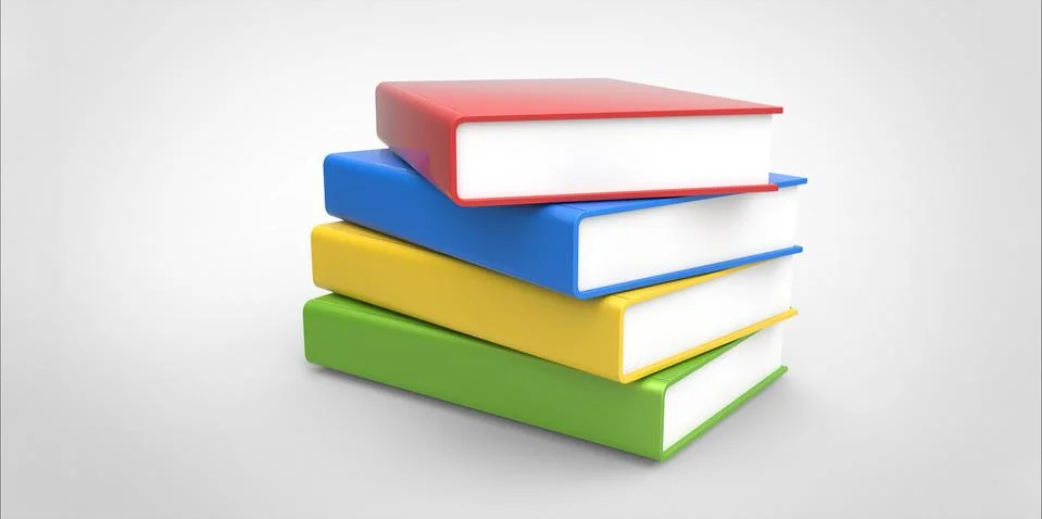 Row stack of colorful books on a plain background Stock Illustration