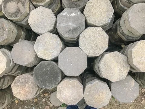 Row stack of warm brick in construction site 写真素材