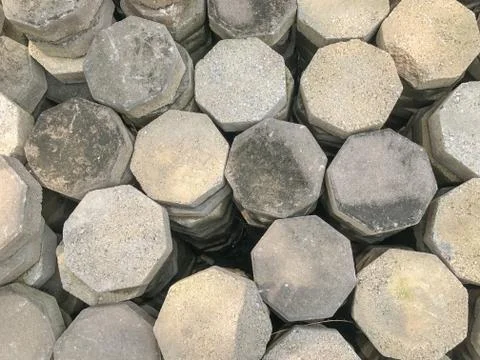 Row stack of warm brick in construction site Stock-Fotos