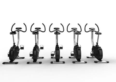 Row Of Stationary Bikes - Back View Stock Illustration