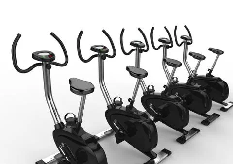 Row Of Stationary Bikes Stock Illustration