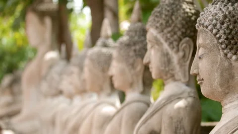 Row of Stone Buddha Statues in Wat Yai Chai Mongkhon Ayutthaya 動画素材 346664404