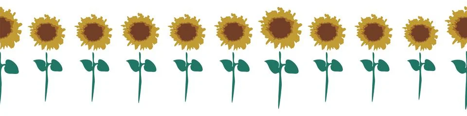 Row of sunflowers seamless vector border print Illustrazione stock
