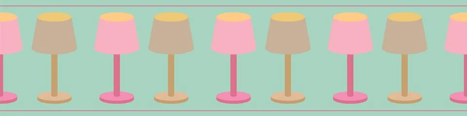Row of table lamps vector horizontal border Illustrazione stock
