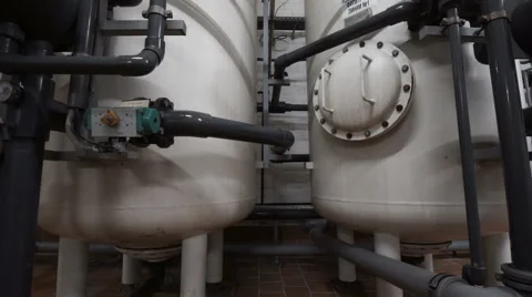 Row of tanks in microbrewery Stock Footage 62761926