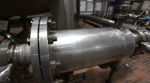 Row of tanks in microbrewery Stock Footage 62762001