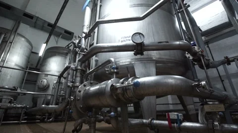 Row of tanks in microbrewery Stock Footage 62762060